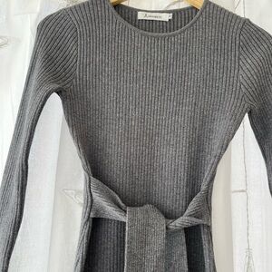 Long Sleeve Gray Knit Dress